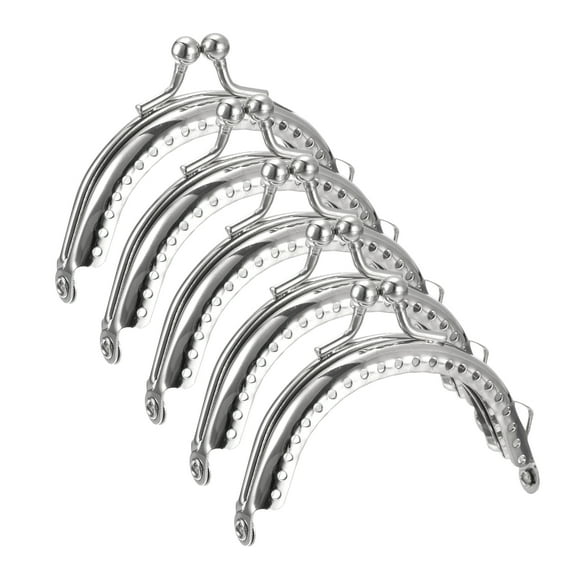 Uxcell Metal Purse Frames, 2.6" 5Pack Kiss Lock Clasp Frame for Coin Bag Sewing DIY, Silver