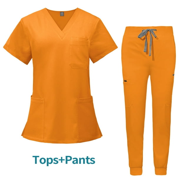 Ropa de enfermera de bolsillo multifuncional de doble capa, bata quirúrgica, ropa de trabajo de anestesista, traje de pantalón de manga corta