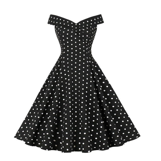 Robe Formelle pour Femmes Cocktail Vintage Robe de Thé Imprimé Floral Robes d'Été Épaules Dénudées Robe de Soirée Évasée