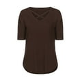 thumbnail image 5 of Women's Criss Cross V Neck Short Sleeve Tunic Summer T Shirts Tops Fashion Casual Loose Fit Tunic Tee Sexy Blouses, 5 of 7