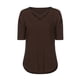 thumbnail image 5 of Puntoco Mujeres tops Sexy con cuello en V Cruz Collar Soild Camiseta de manga corta Blusa Puntoco Puntoco-6076, 5 of 7