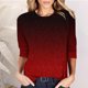 thumbnail image 4 of Blusa informal de mujer con estampado degradado, cuello redondo y manga tres cuartos - Poliéster, ligera y suave, corte holgado, tallas S-XXL, ideal para el verano, 4 of 5