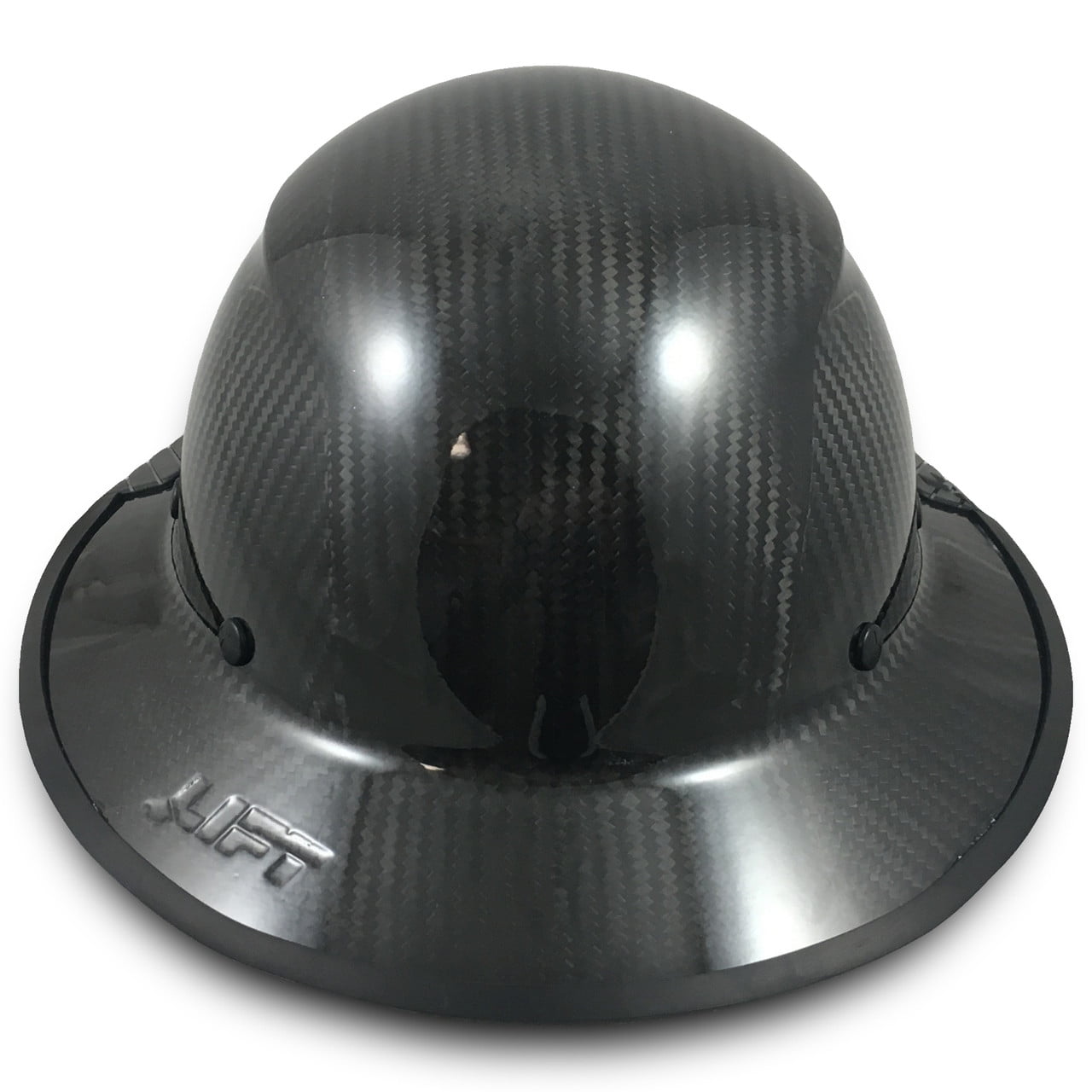 Actual Carbon Fiber Hard Hat - Full Brim Glossy Black with Protective Edge and Tote