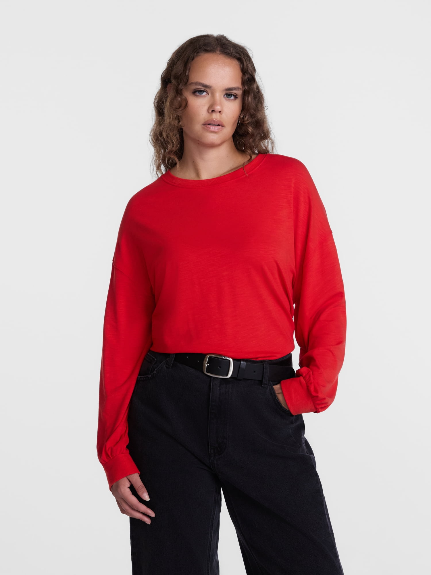 Scenario Women's Oversized Tee with Long Sleeves, Sizes XS-XXXL