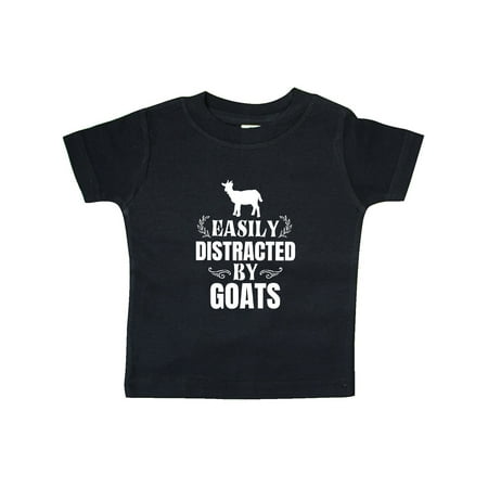 

Inktastic Easily Distracted by Goats Gift Baby Boy or Baby Girl T-Shirt
