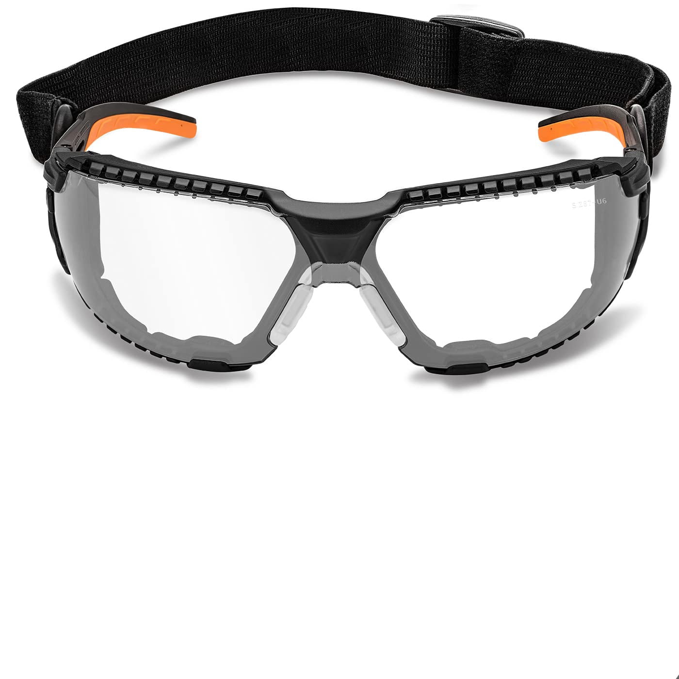 ProtectX Safety Glasses Foam Lens Wrap w Strap, Scratch Resistant Anti Fog Polycarbonate Lenses ANSI Z87.1 with UV Protection