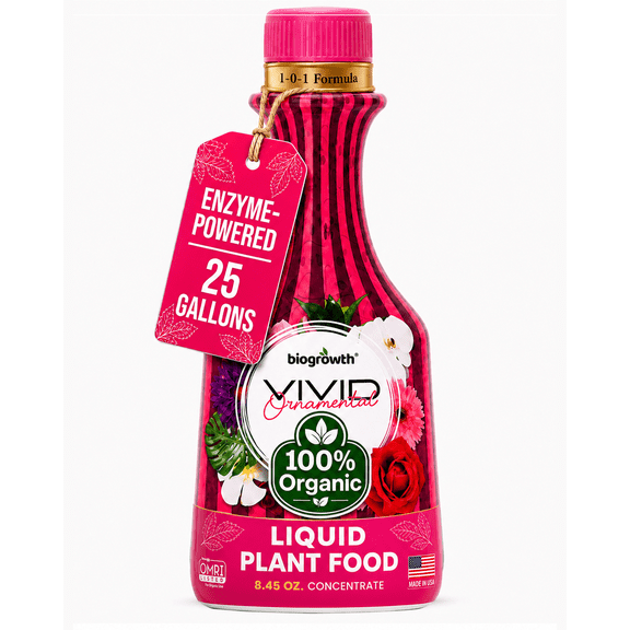 Biogrowth Organics Vivid Plant Food & Bloom Supplement (8.45oz), Enzyme-Based Flower & Fruit Booster with Organic Nutrients, Plant Vitamin for Fruits, Indoor & Outdoor Plants