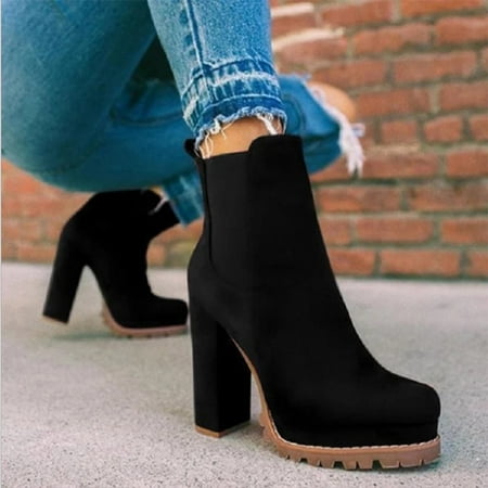 

NECHOLOGY Boots Women Size 5 Chunky Leopard Women Toe Boots High Pointed Shoes Heels Print Womens Flat Boots 8 Wide Black 8