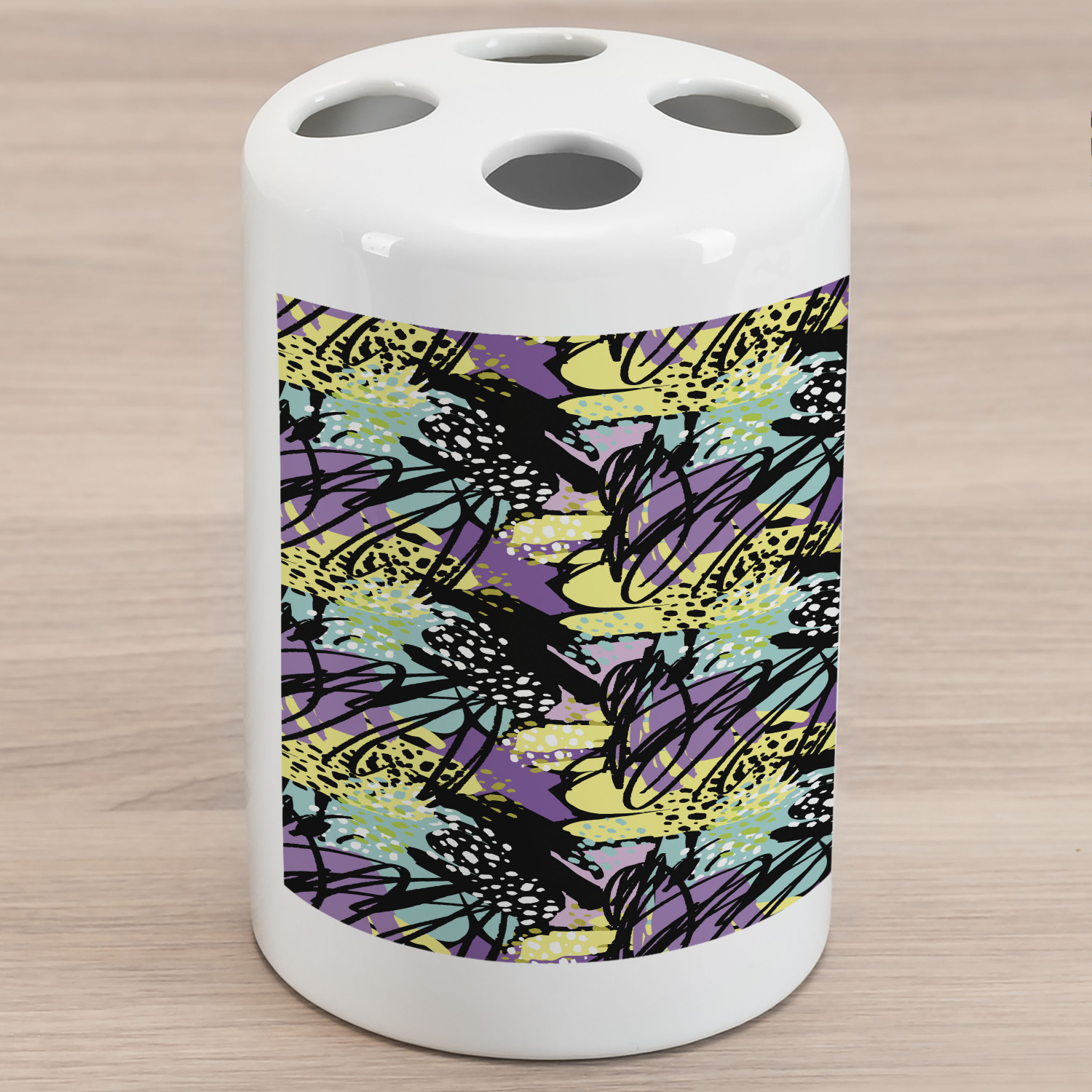 Abstract Ceramic Toothbrush Holder, Brush Strokes Modern Art ...