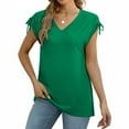 thumbnail image 5 of Patlollav Women Tees Under $10,Womens Solid Short Sleeve Tops Drawstrings Summer Trendy 2024 V Neck T Shirts, 5 of 6