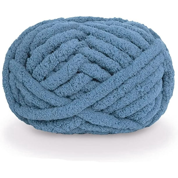 Xiao Hua 1 ovillo de hilo de chenilla de punto grueso, adecuado para mantas tejidas a mano, hilo de manta grande ultra suave, azul