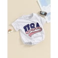 thumbnail image 3 of Bagilaanoe 4th of July Newborn Baby Girl Boys Rompers Letters Print Short Sleeve Bodysuit 3M 6M 12M 18M 24M Infant One Piece Short Jumpsuit for Independence Day, 3 of 9