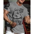 thumbnail image 2 of Gymish Don’t Want Sleeves to Fall Off Workout Shirt – Funny Gym T-Shirt for Men, Motivational Lifting Tee, Heather Grey with Sleeve Logo, Small, 2 of 6