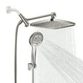 thumbnail image 4 of Cobbe Adjustable 12" Rectangular High Pressure Dual Shower Head with 8-Spray Handheld Shower, Brushed Nickel, 4 of 12