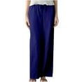 thumbnail image 2 of Meichang Womens Cotton Linen Palazzo Pants Plus Size Drawstring Elastic Waist Casual Wide Leg Trousers Summer Solid Baggy Lounge Pants with Pockets, 2 of 6