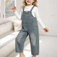 thumbnail image 3 of XXWXYD Girls Denim Overalls, Kids Baggy Wide Leg Suspender Jumpsuit with Adjustable Straps and Pockets for Casual Fall School Play Daily Outfit Wear, 3 of 8