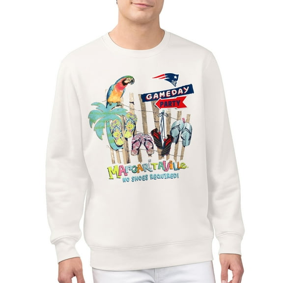 Men's Margaritaville  Cream New England Patriots Gameday Party Fleece Sweatshirt