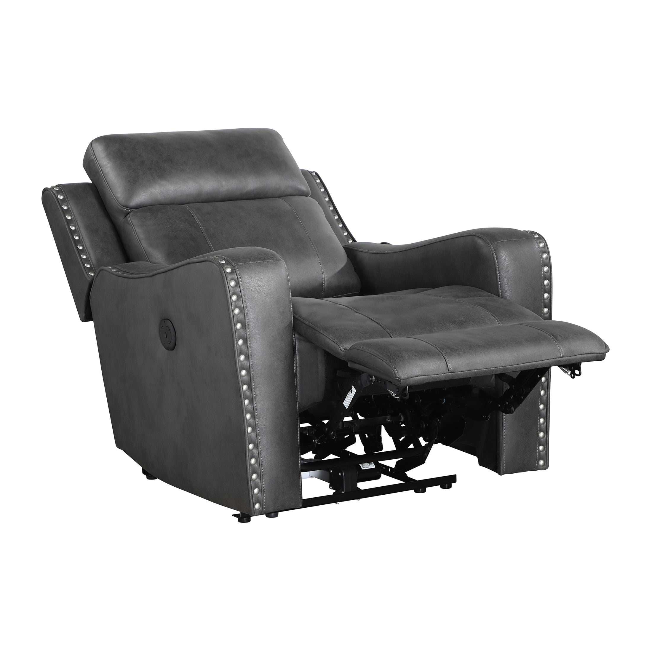 OakvillePark Winterthorn Microfiber Power Reclining Chair, Smoky Gray