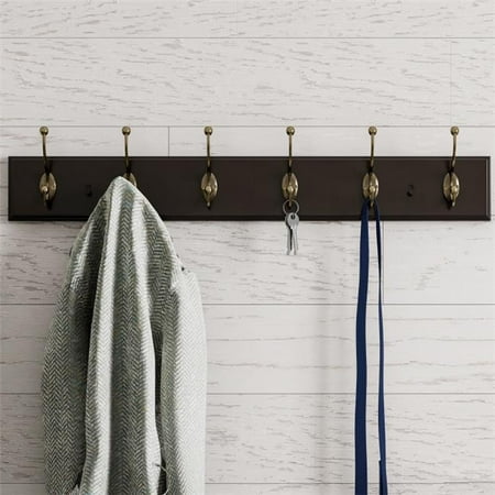 

Lavish Home 80-WALLR-2 Rail-Mounted Hanging Rack with 6 Wall Hook - Brown