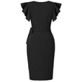 thumbnail image 7 of UVN V Neck Women Bodycon Dress Ruffle Sleeve Party Dress Casual Sheath Cocktail Wrap Gown, 7 of 7