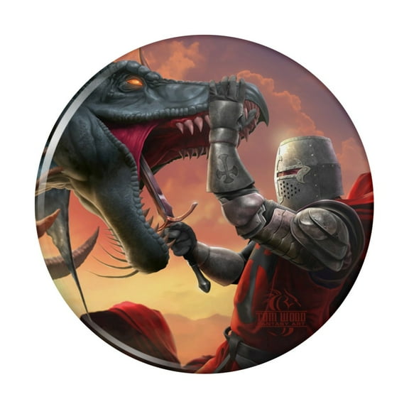 Knight Warrior Dragonslayer Dragon Fantasy Pinback Button Pin