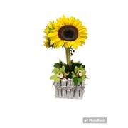 Modern Topiary Fresh Flower Arrangement with Vase designed for Mother's Day, Anniversary, Sunflowers and Orchids, Colors Cary