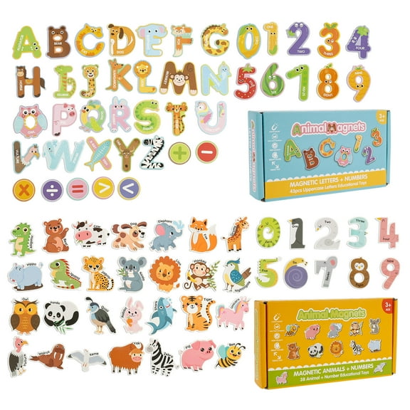 81Pcs Fridge Magnets for Toddlers Cute Animal Alphabet Refrigerator Magnets Educational Learning Toys for Kids Boys Girls