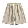 thumbnail image 1 of Plebaso Men's Elastic Waist Drawstring Casual Shorts Loose Solid Color Mens Summer Shorts with Pockets, 1 of 5