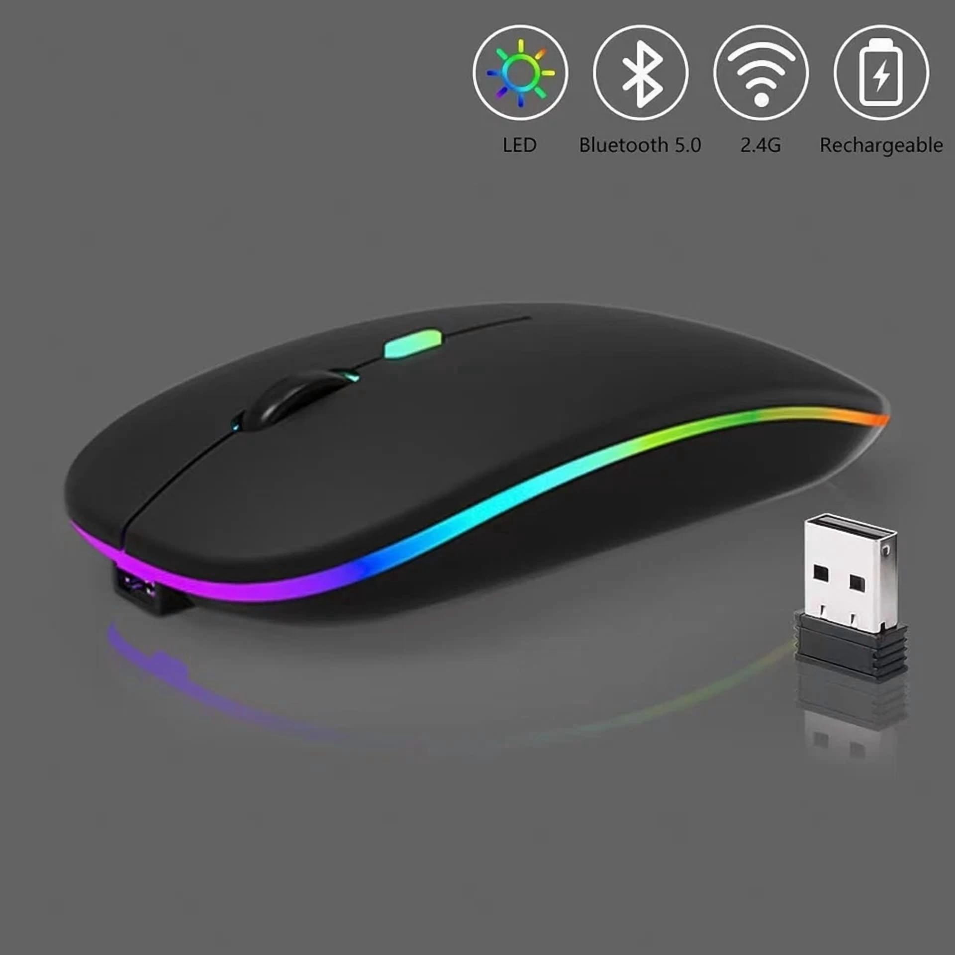 CIRCLE- Wireless Bluetooth Mouse,Led Dual Mode Rechargeable Silent Slim Laptop Mouse