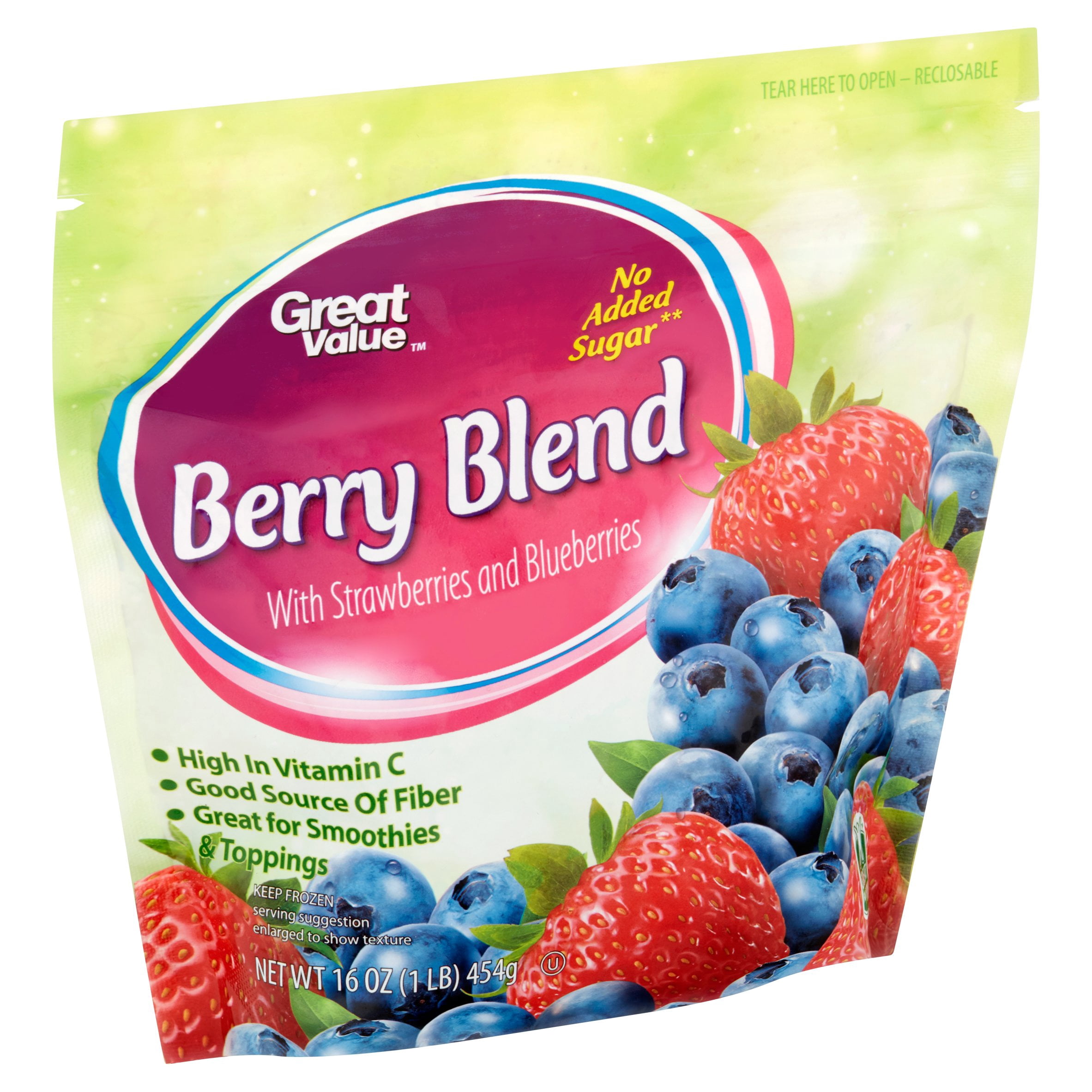 Great Value Berry Blend with Strawberries and Blueberries, 16 oz