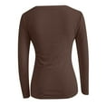 thumbnail image 5 of Women's T-Shirts Long Sleeve Womens Fall Tops Ribbed V Neck Slim Fitted Basic Solid Layering Work Blouses Dressy Casual Brown M, 5 of 5