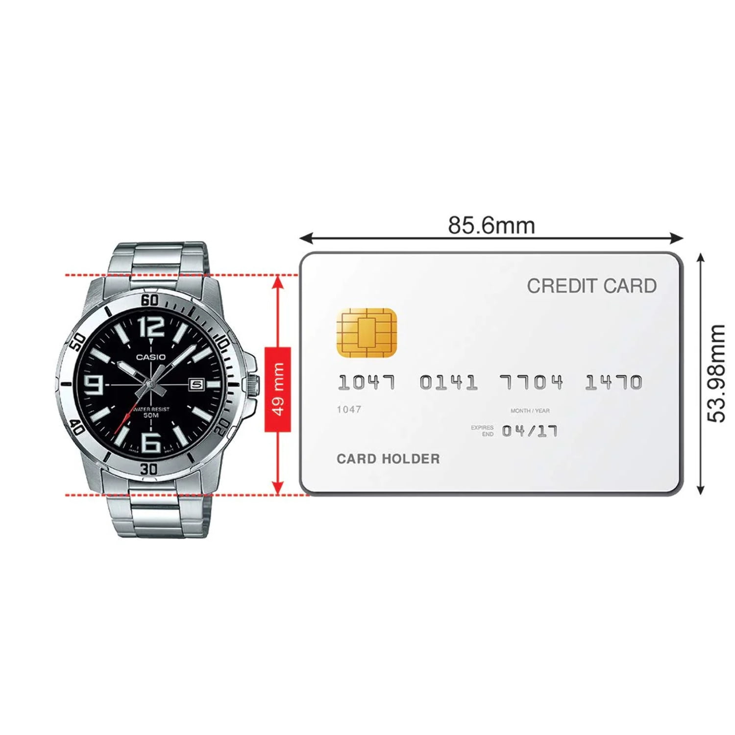 Mens Analog Stainless Steel Band and Case Silver Black Dial 50-meter Water Resistance Watch MTP-VD01D-1BVUDF