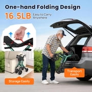 WalkMate مشاية قابلة للطي مع مقعد قابل لضبط الارتفاع، عجلات 10”، تصميم مدمج قابل للطي، أداة مساعدة خفيفة الوزن للمشي لكبار السن أطول 5.3~7 قدم، أخضر