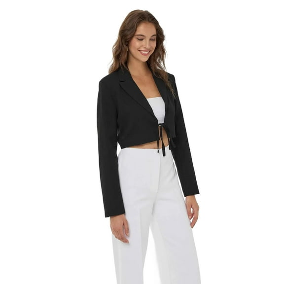 Cropped Tie Up Detailed Blazer