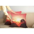 thumbnail image 3 of Ambesonne Nature Throw Pillow Cover 2 Pack, Sunset Tree Mountains, 24", Coral Orange Dark Brown, 3 of 6
