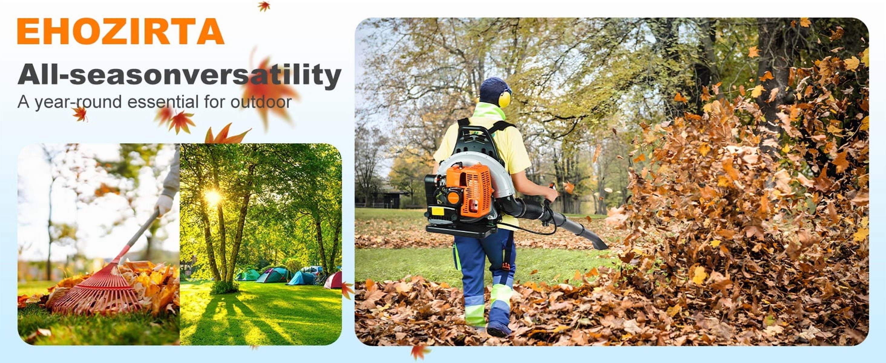 Meoldis Backpack Leaf Blowers, Cordless 63CC 2 Stroke 665CFM Gas Snow Blower with Extention Tube for Home Blowing Leaf, Lawn Care, Snow Blowing, Dust