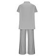 thumbnail image 5 of Breezora Women's Linen Shirt and Wide Leg Pants Set Loose Fit Summer Two Piece Outfit Breathable Cotton Linen Comfortable Wear M Size Grey, 5 of 8