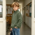 thumbnail image 6 of Trikvn Full Zip Waffle Knit Jackets for Boys Long Sleeve Sweatshirts Casual Stand Collar Cardigan Sweaters for Kids Fall Winter Activewear Outerwear Coats with Pockets, 6 of 9