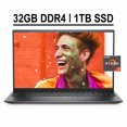 thumbnail image 1 of Dell Inspiron 15 5000 5515 Business Laptop 15.6" FHD Touchscreen AMD Octa-Core Ryzen 7 5700U 32GB DDR4 1TB SSD AMD Radeon Graphics Backlit Keyboard Fingerprint HDMI USB-C WIFI6 Win10, 1 of 8