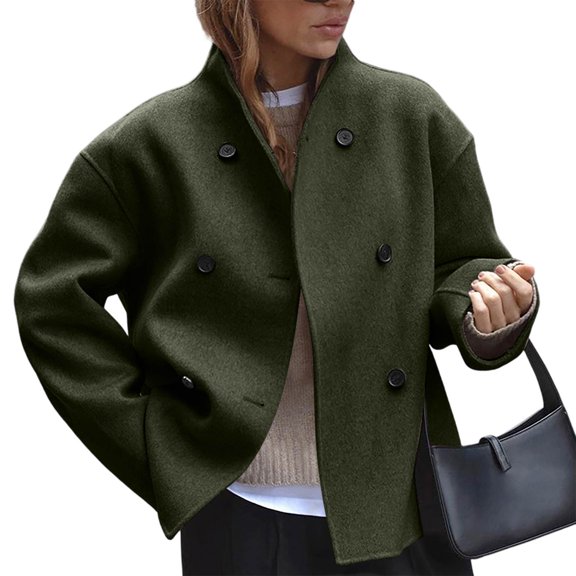 Junboys Women's Loose Fit Color Long Sleeve Button Down Jacket Lapel Collar Casual Outerwear, Fall Jackets for Women