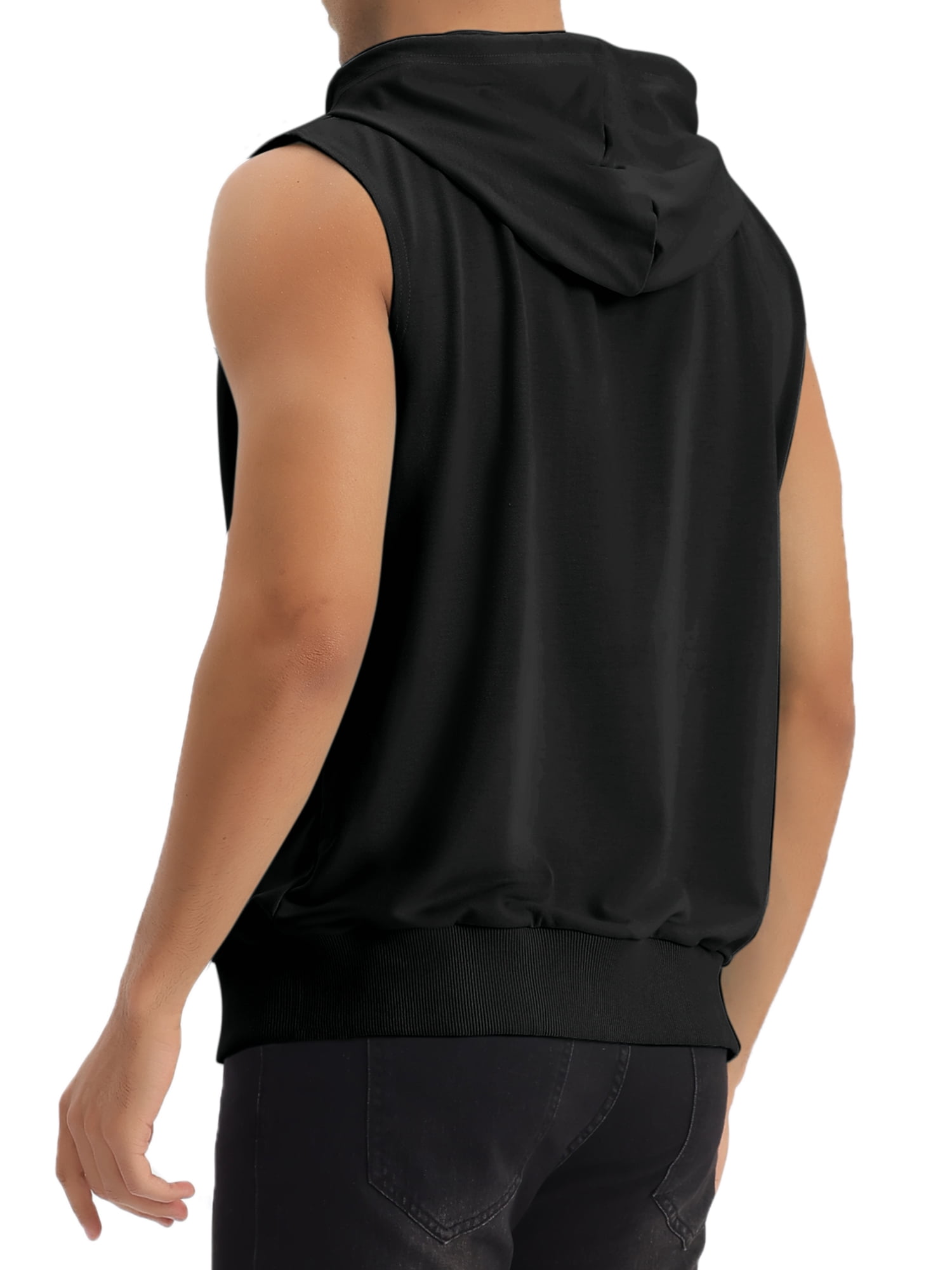 INSPIRE CHIC Men's Vests Sleeveless Hoodie Drawstring Zipper