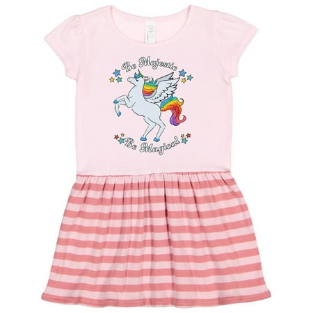 

Inktastic Be Majestic Be Magical-Rainbow Unicorn Gift Toddler Girl Dress
