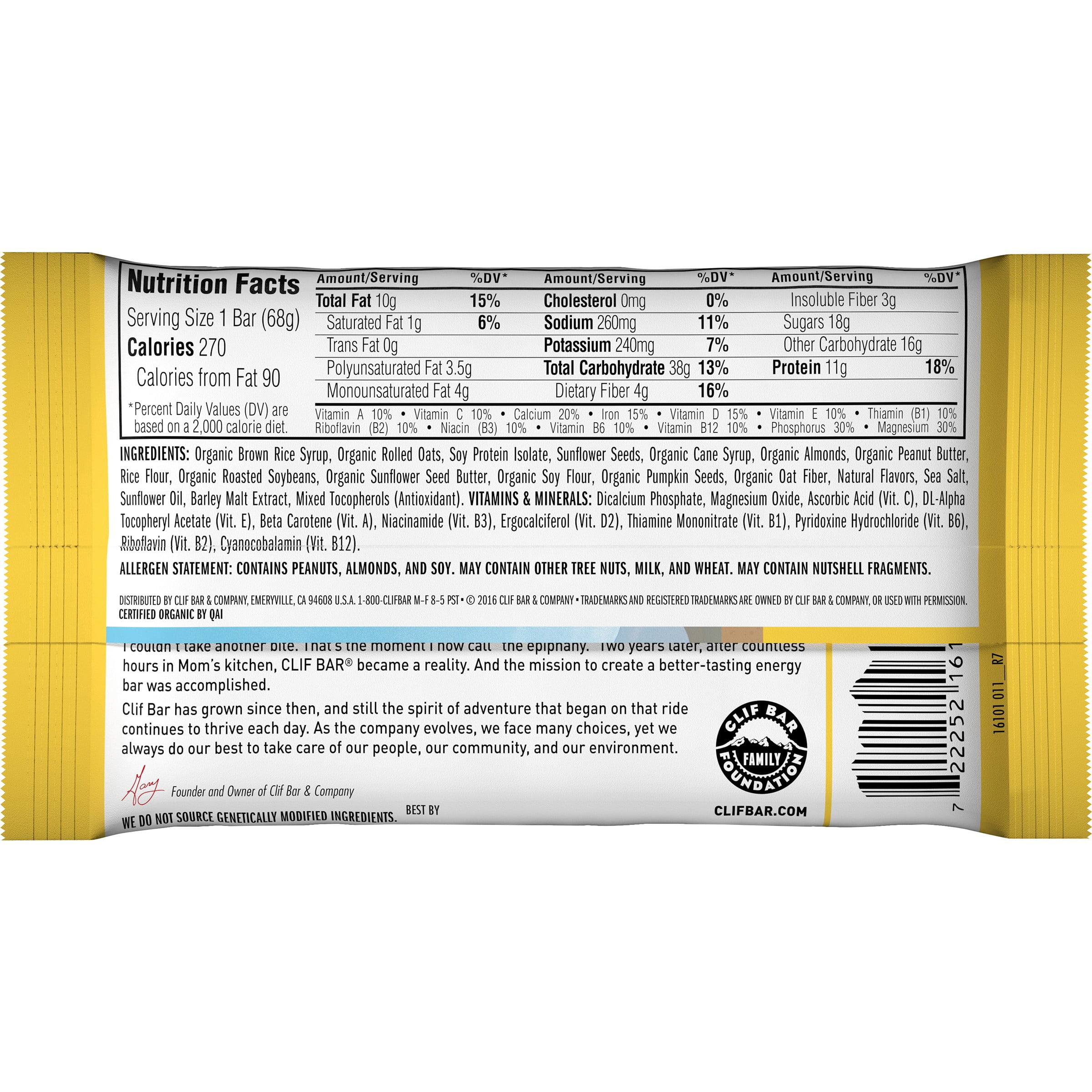 Clif BarÂ® Nuts & Seeds Energy Bar 2.4 oz. Wrapper