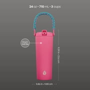 TAL 24oz Stainless Steel Hudson Paracord Handle Water Bottle, Pink