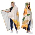 thumbnail image 2 of Wearable Blanket,Newspaper Text Sunflower Pattern Hooded Wearable Sherpa Blanket for Adults & Teens,Winter Poncho Shawl Wrap Cape Thick Warm,60"x80", 2 of 5