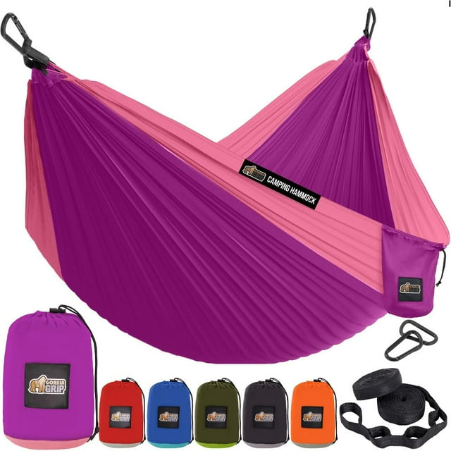 Hamaca para Camping GORILLA GRIP Duradera con Correas para Árbol Morada