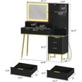 thumbnail image 2 of 5-Drawer Makeup Vanity Desk with Lights & Power Outlet, Fluted Design, 2 of 2