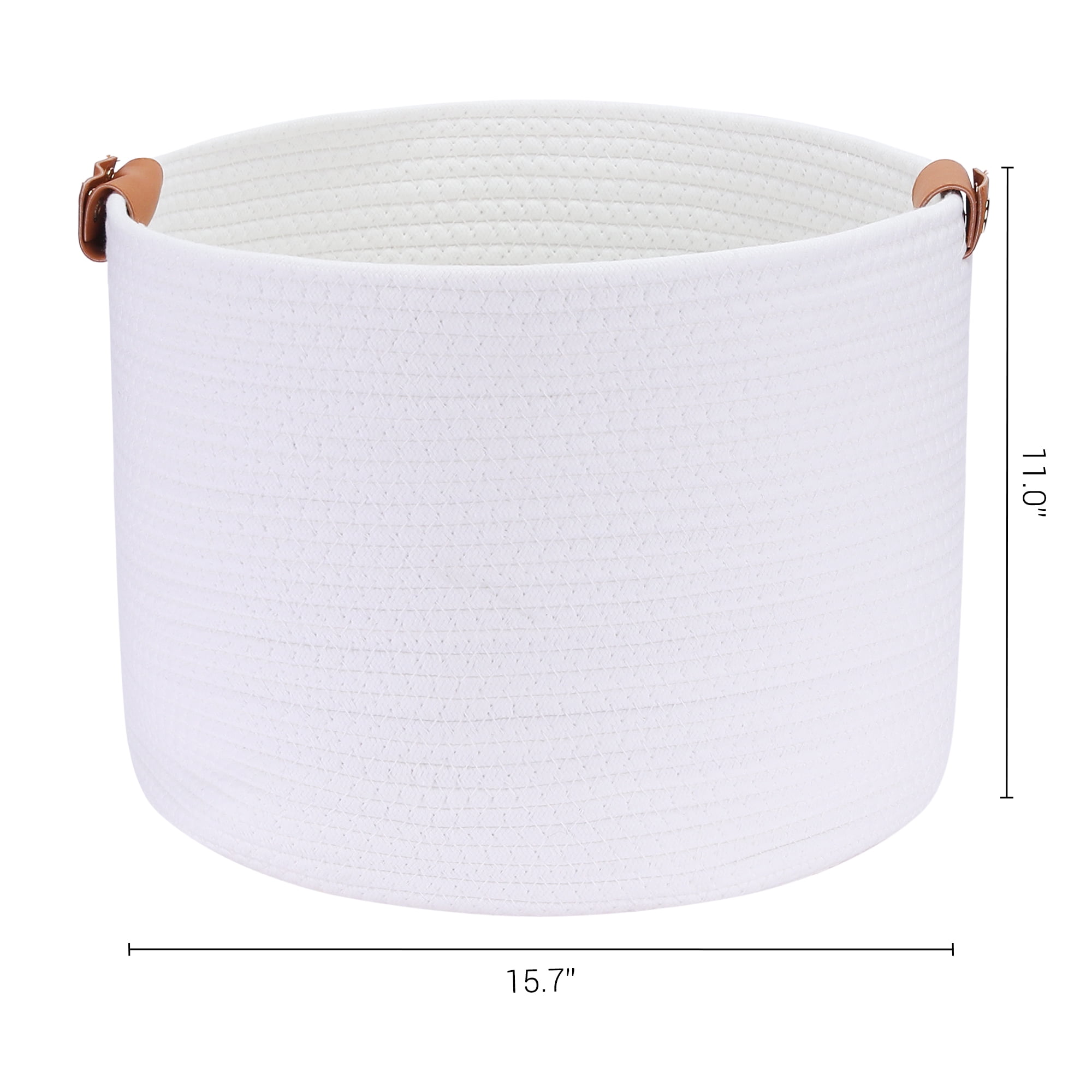 Unique Bargains 1 PC Woven Storage Basket Shelf Closet Storage Bin for Home Decor White L