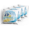 thumbnail image 5 of Ambesonne Cartoon Throw Pillow Cover 4 Pack, Seagull at Beach, 18", Multicolor, 5 of 7