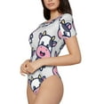 thumbnail image 2 of Balery Baby Cow Women's Short Sleevee Crew Neck Bodysuit Tops Short Sleeve Tops Basic-XX-Large, 2 of 9